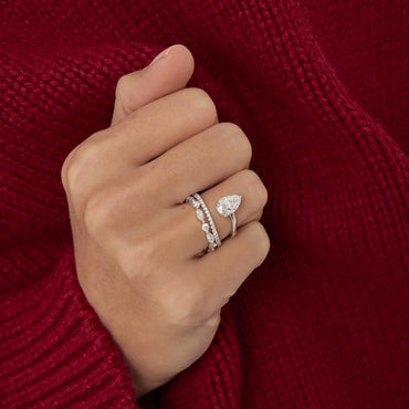 Timeless 1.2 CT Pear Cut Swirl Pave Unique Styled Lab Grown Diamond Engagement Ring