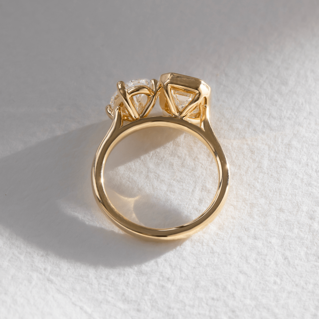 Marquise Shaped Three Stone Lab Grown Diamond Engagement Ring