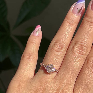 1.2 CT Oval Cut Vintage Cluster Lab Grown Diamond Bridal Ring Set