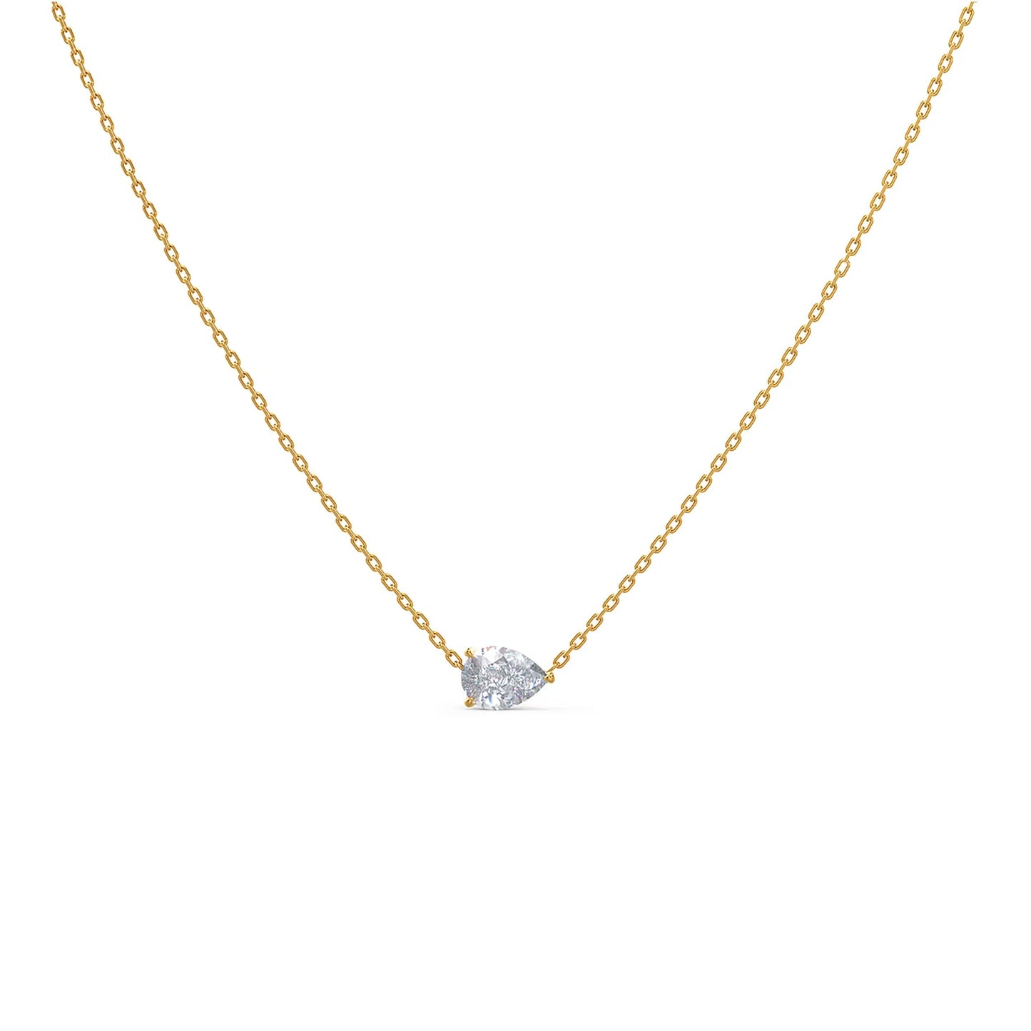 1.0 CT East West Pear Cut Moissanite Diamond Solitaire Pendant Necklace in Solid Gold 4
