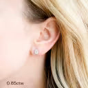 1.50 TCW Emerald Shape Moissanite Halo Stud Earrings in Gold 4