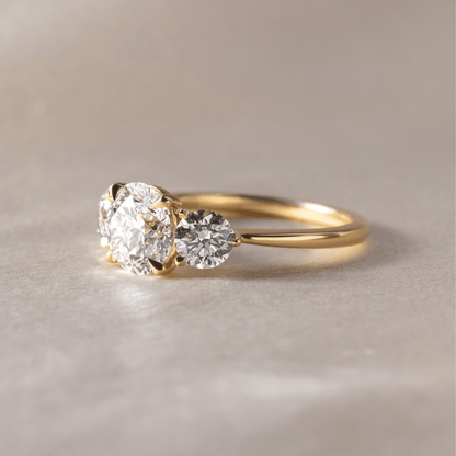 Marquise Shaped Three Stone Lab Grown Diamond Engagement Ring