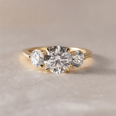 Marquise Shaped Three Stone Lab Grown Diamond Engagement Ring
