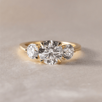 Marquise Shaped Three Stone Lab Grown Diamond Engagement Ring