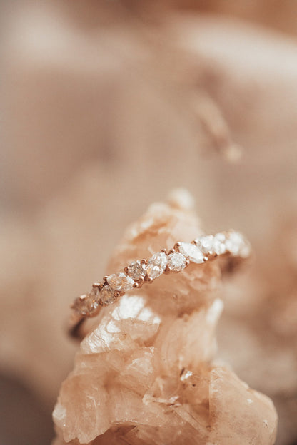 0.25 TCW Round Shaped Half Eternity Lab Grown Diamond Wedding Band