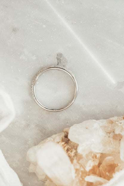 0.25 TCW Round Shaped Half Eternity Lab Grown Diamond Wedding Band