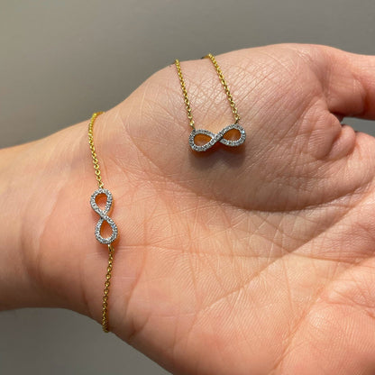 0.50 CT Round Moissanite Diamond Infinity Pendant Necklace in Solid Gold 4