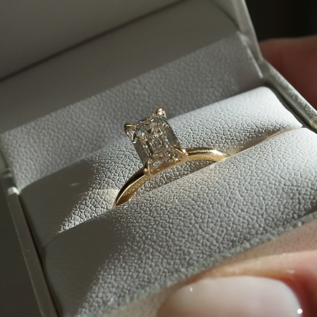 2.5 CT Emerald Lab Grown Solitaire Engagement Ring (US Size 7.5 Ready To Ship)