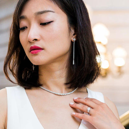 3.0 TCW Round Cut Moissanite Drop Dangler Earrings in Gold 3