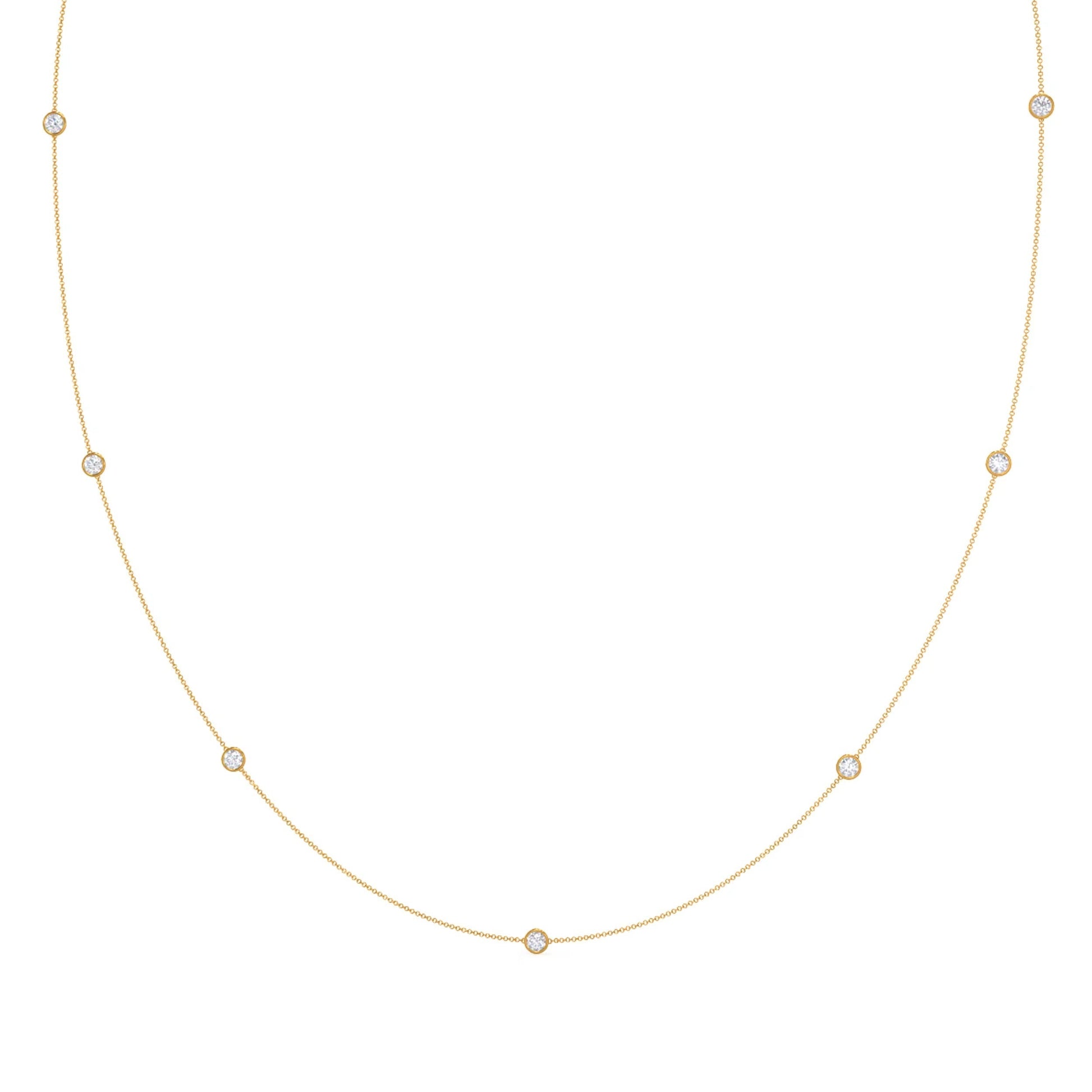 0.60 CT Round Moissanite Diamond Floating Diamond Bezel Necklace in Solid Gold 3