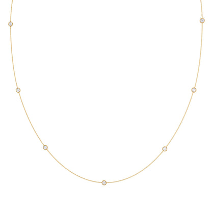 0.60 CT Round Moissanite Diamond Floating Diamond Bezel Necklace in Solid Gold 3