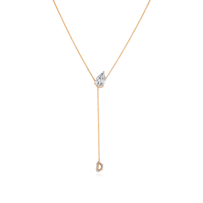 2.0 CT Pear Moissanite Diamond Lariat Pendant Necklace in Solid Gold 4