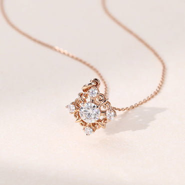 2.20 TCW Round Moissanite Diamond Snowflake Pendant Necklace in Solid Gold 2