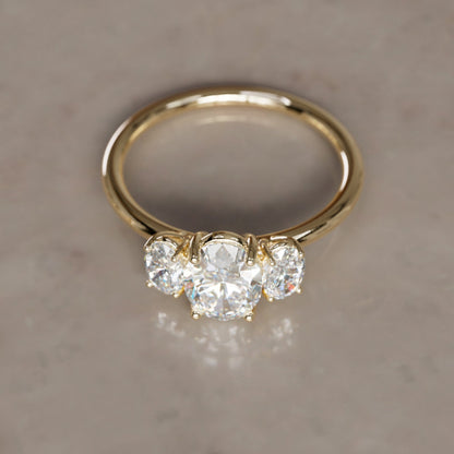 Marquise Shaped Three Stone Lab Grown Diamond Engagement Ring