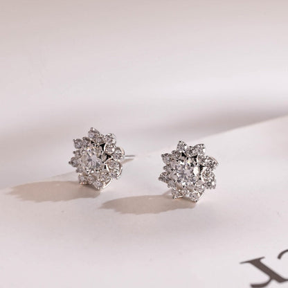 0.50 TCW Round Cut Moissanite Halo Earrings in Gold 9