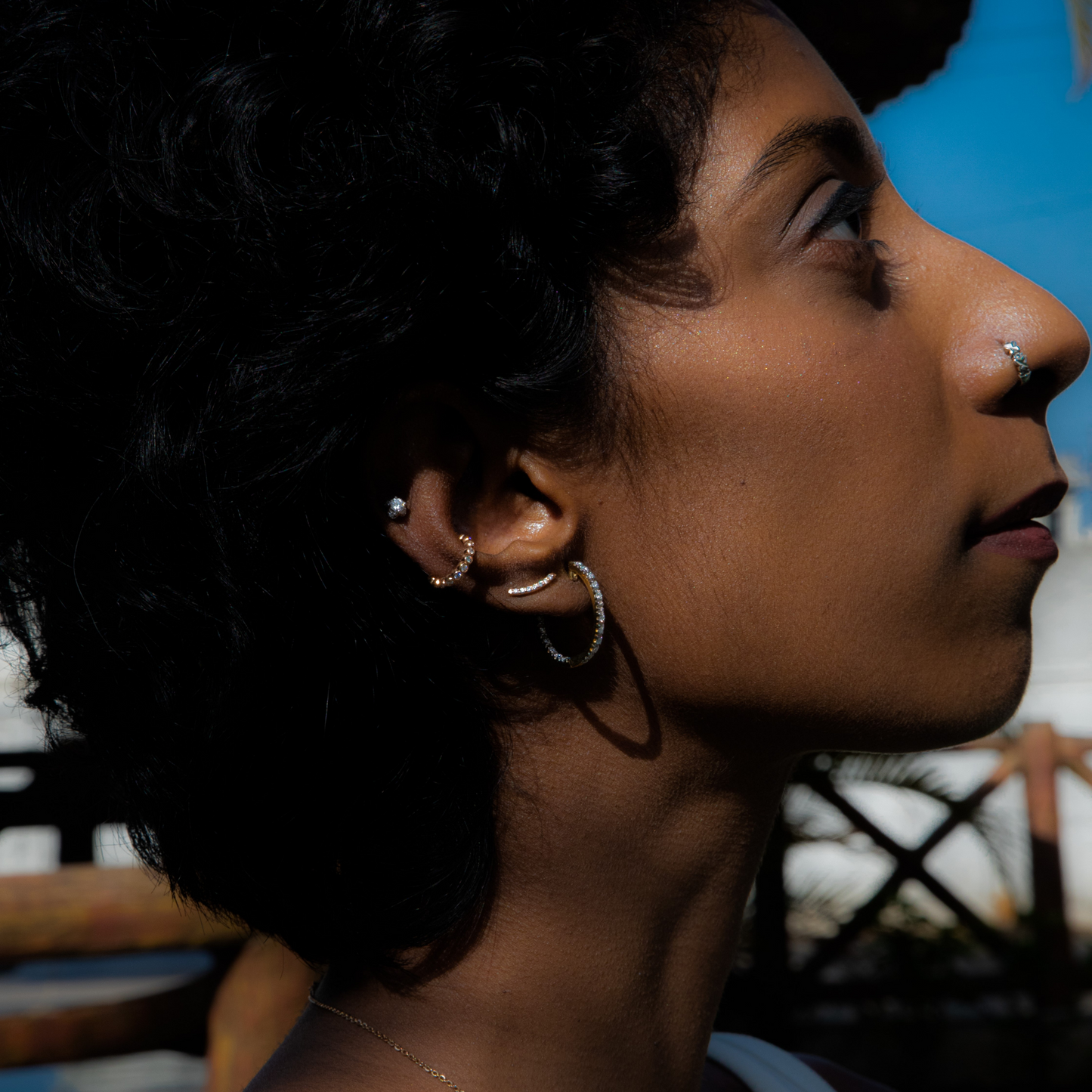 0.55 TCW Round Cut Moissanite Hoops Earrings in Gold 7