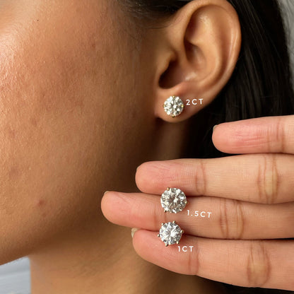 1.0 TCW Round Cut Moissanite Stud Earrings in Gold 6