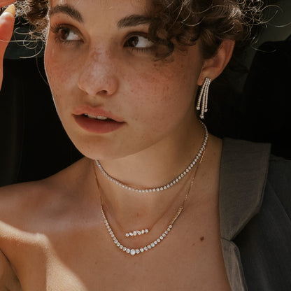 1.50 TCW Round, Emerald, Pear, Cushion & Oval Moissanite Diamond Multi Stone Necklace in Solid Gold 7