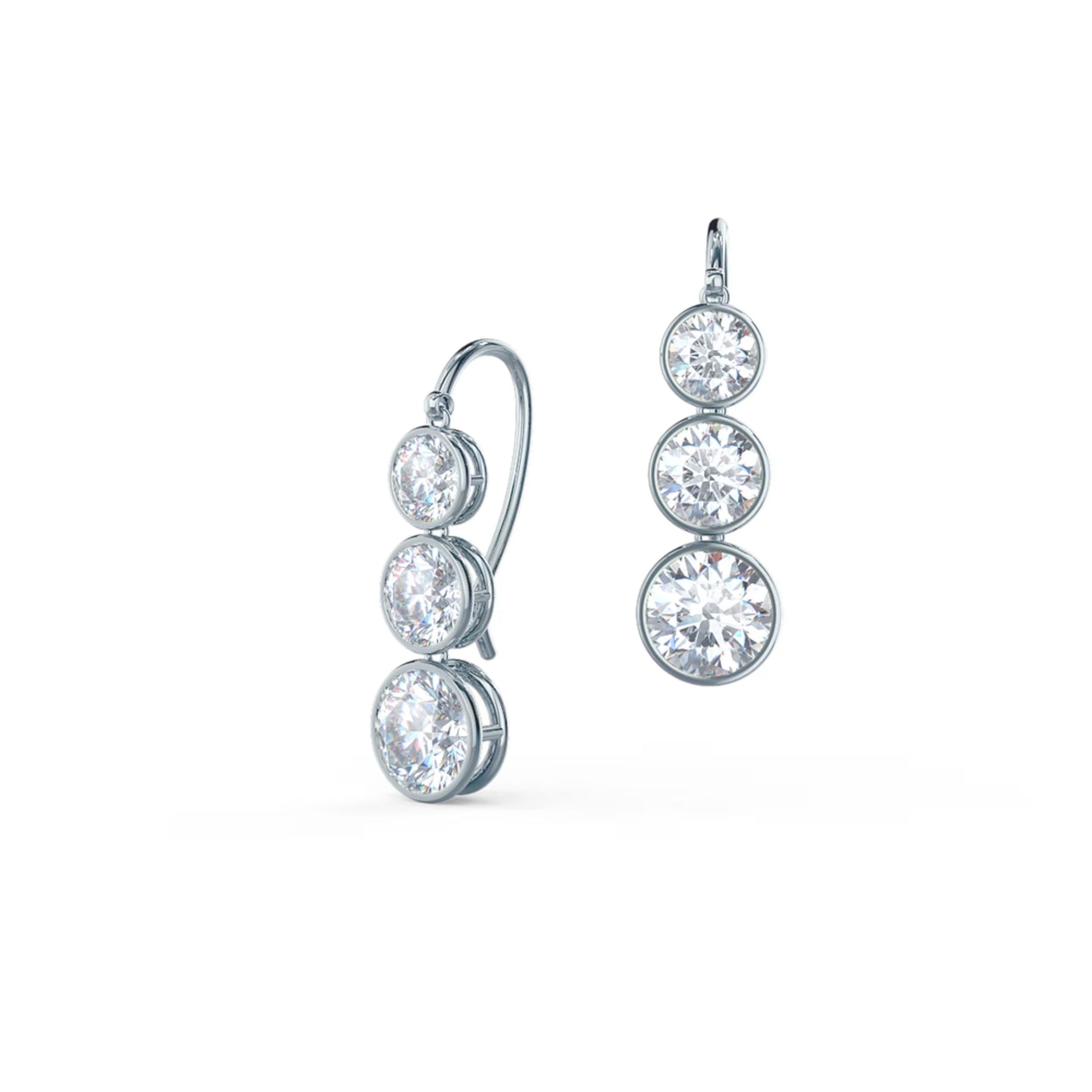 1.0 TCW Round Cut Moissanite Bezel Drop Earrings in Gold 2