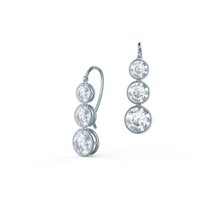 1.0 TCW Round Cut Moissanite Bezel Drop Earrings in Gold 2