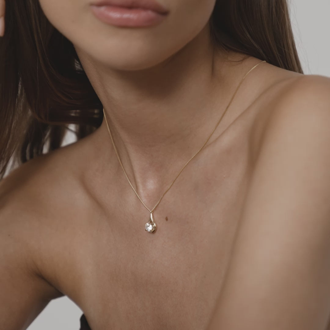 1 CT Round Shaped Solitaire Lab Grown Diamond Necklace