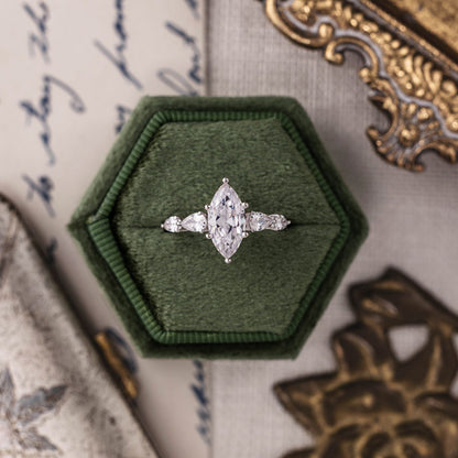 Marquise Shaped Three Stone Lab Grown Diamond Engagement Ring