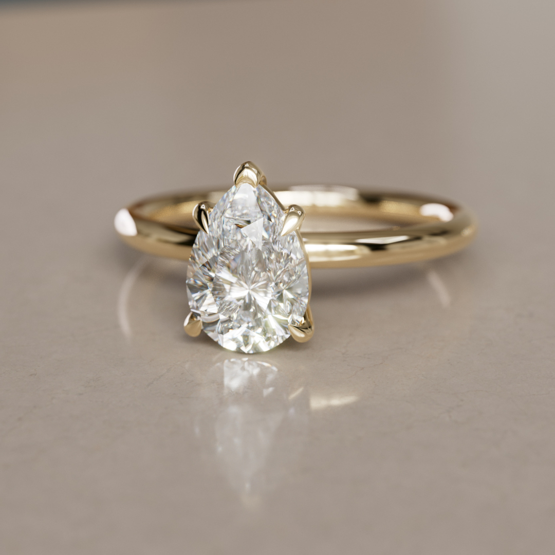 Marquise Shaped Three Stone Lab Grown Diamond Engagement Ring