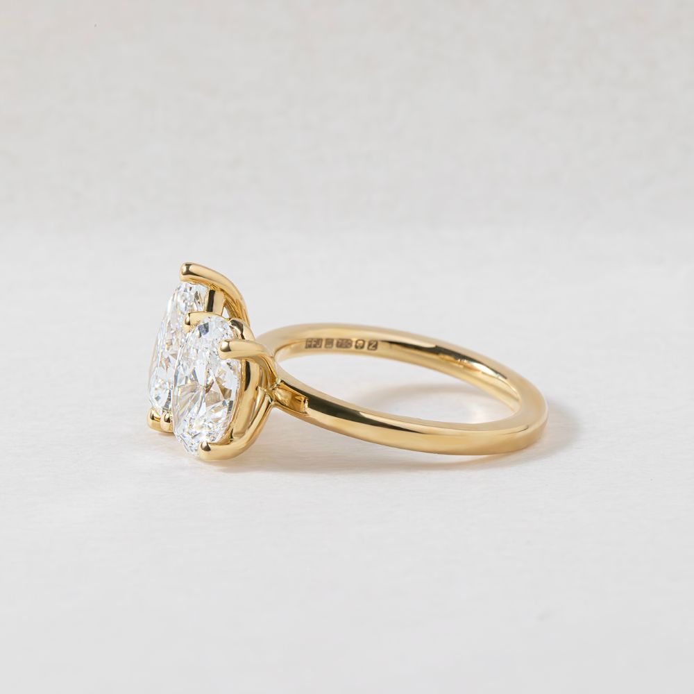 Marquise Shaped Three Stone Lab Grown Diamond Engagement Ring