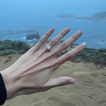 Marquise Shaped Three Stone Lab Grown Diamond Engagement Ring