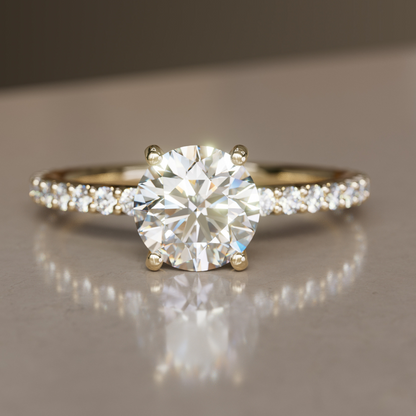 Marquise Shaped Three Stone Lab Grown Diamond Engagement Ring