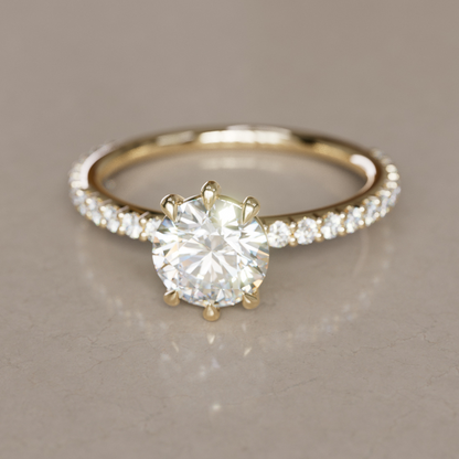 Marquise Shaped Three Stone Lab Grown Diamond Engagement Ring