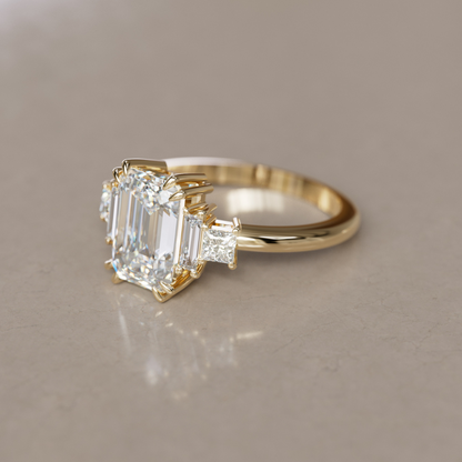Marquise Shaped Three Stone Lab Grown Diamond Engagement Ring