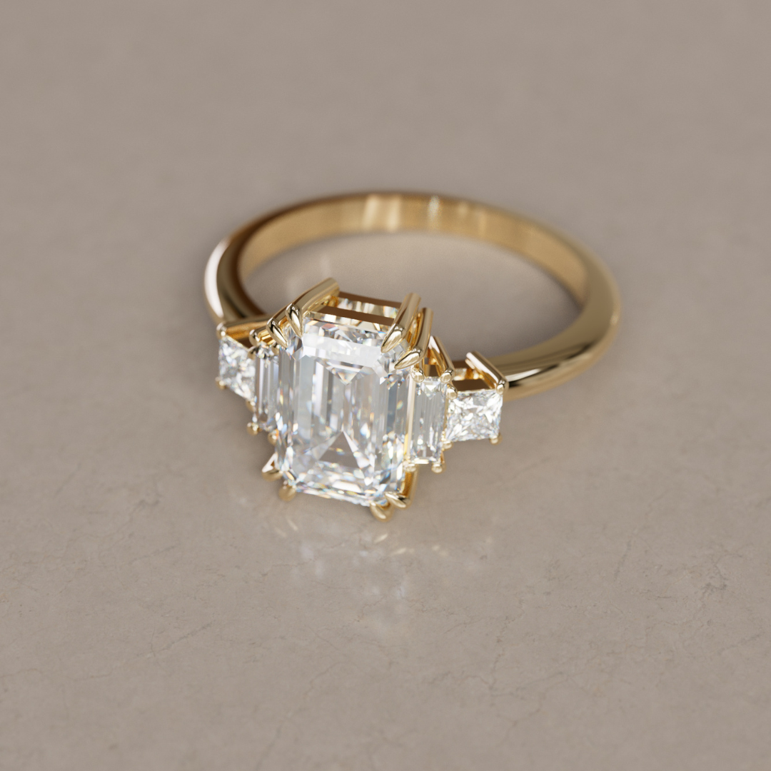 Marquise Shaped Three Stone Lab Grown Diamond Engagement Ring