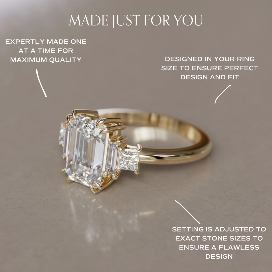 Marquise Shaped Three Stone Lab Grown Diamond Engagement Ring