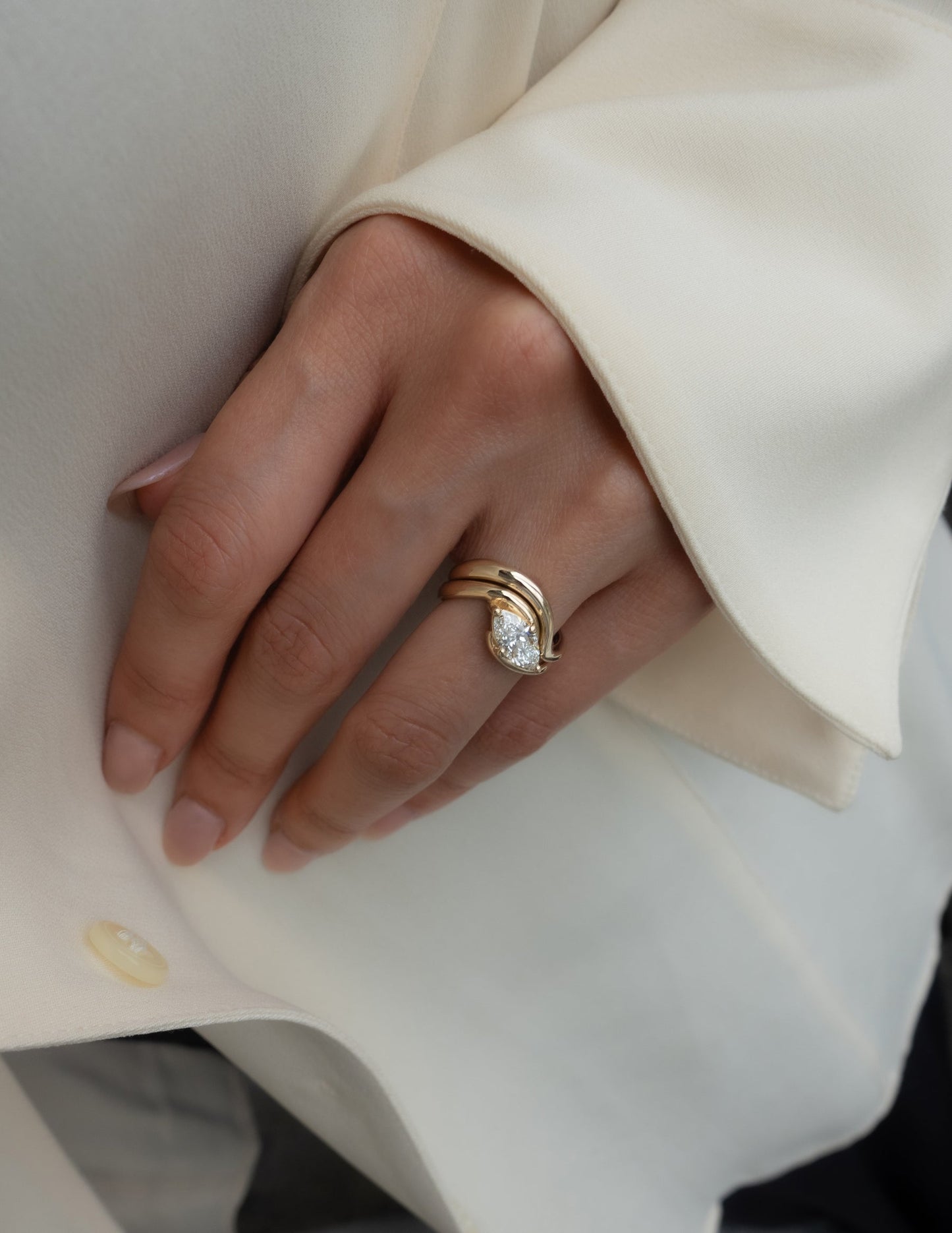 1 CT Marquise Cut Solitaire Lab Grown Diamond Ring With Wrap Classic Plain Band