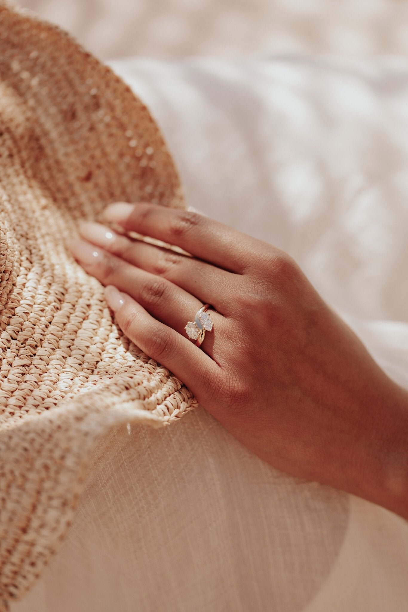 Marquise Shaped Three Stone Lab Grown Diamond Engagement Ring