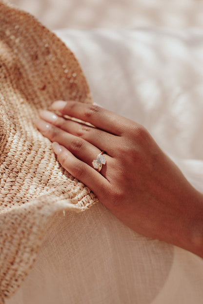 Marquise Shaped Three Stone Lab Grown Diamond Engagement Ring