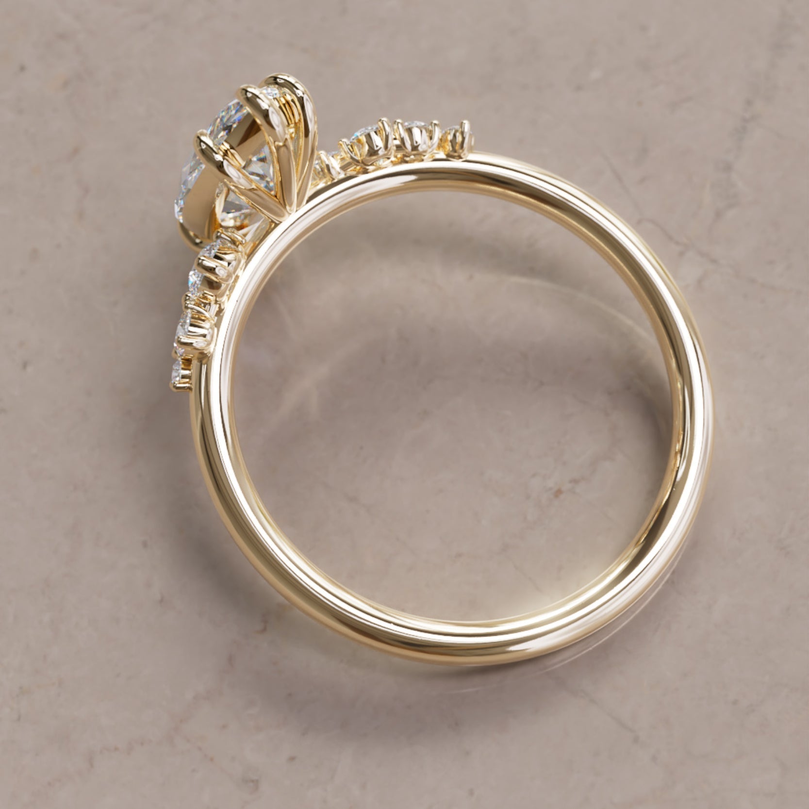 Marquise Shaped Three Stone Lab Grown Diamond Engagement Ring