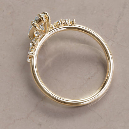 Marquise Shaped Three Stone Lab Grown Diamond Engagement Ring