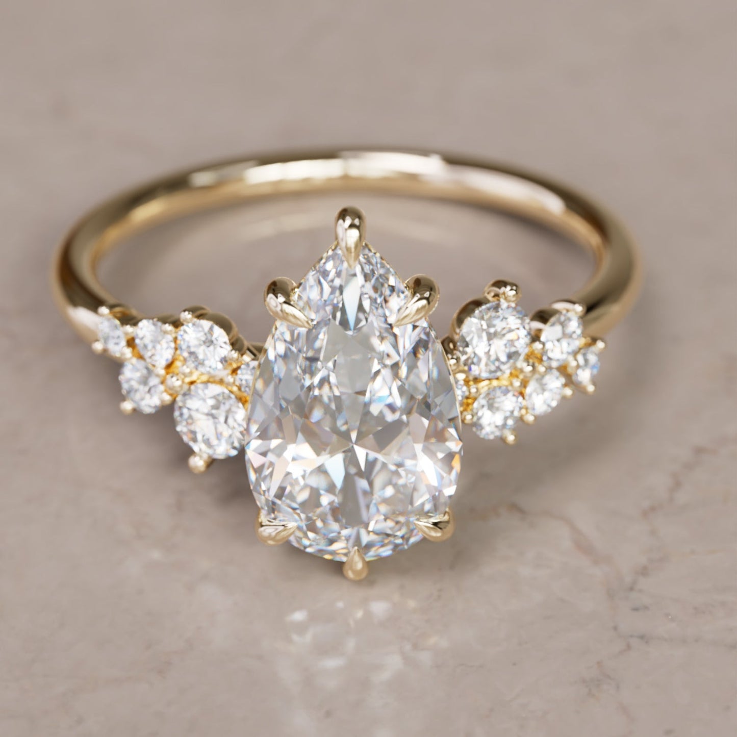 Marquise Shaped Three Stone Lab Grown Diamond Engagement Ring