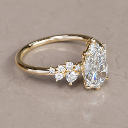 Marquise Shaped Three Stone Lab Grown Diamond Engagement Ring