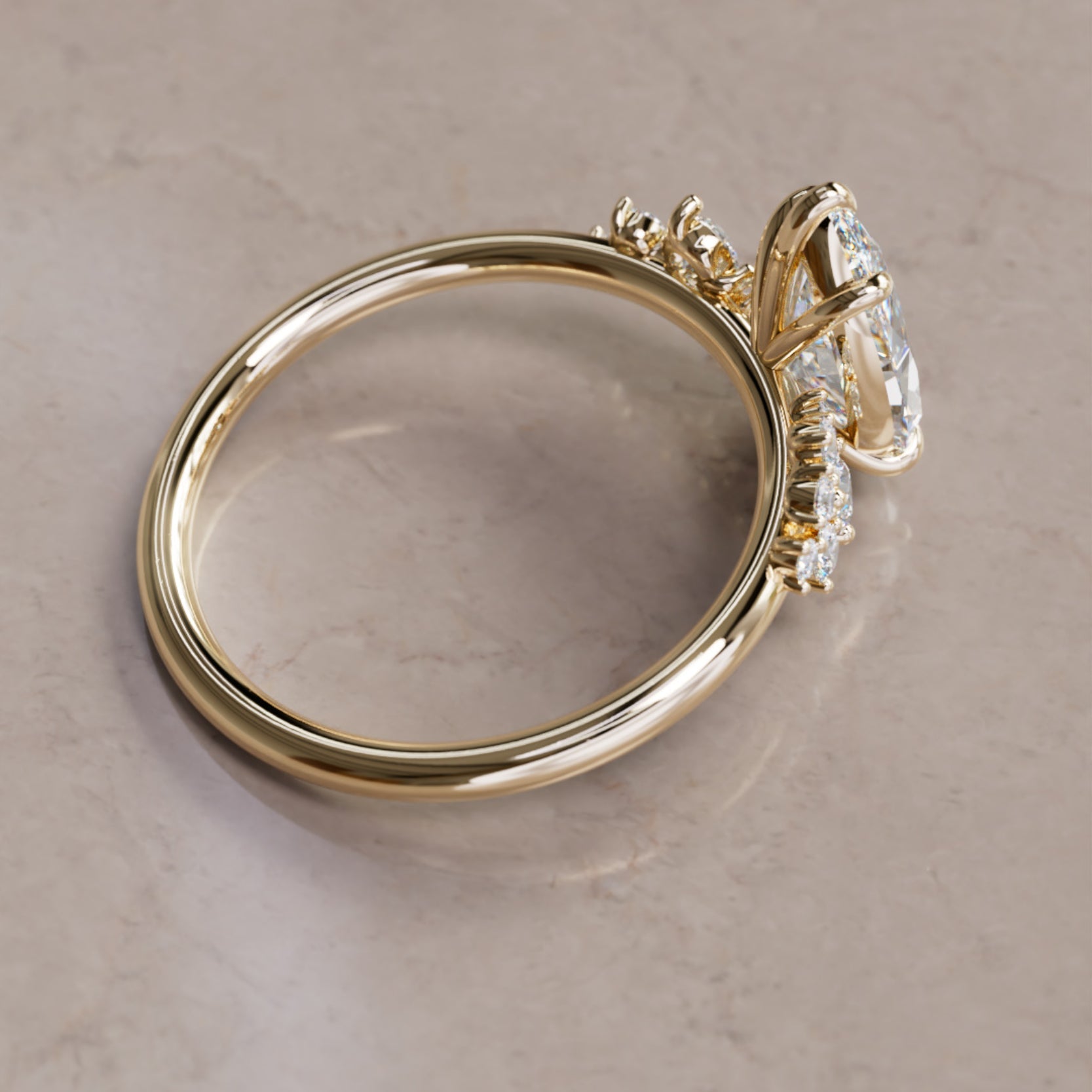 Marquise Shaped Three Stone Lab Grown Diamond Engagement Ring