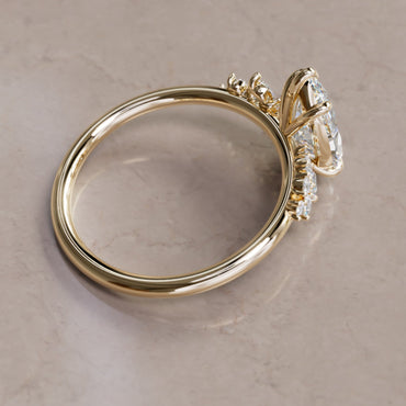 Marquise Shaped Three Stone Lab Grown Diamond Engagement Ring