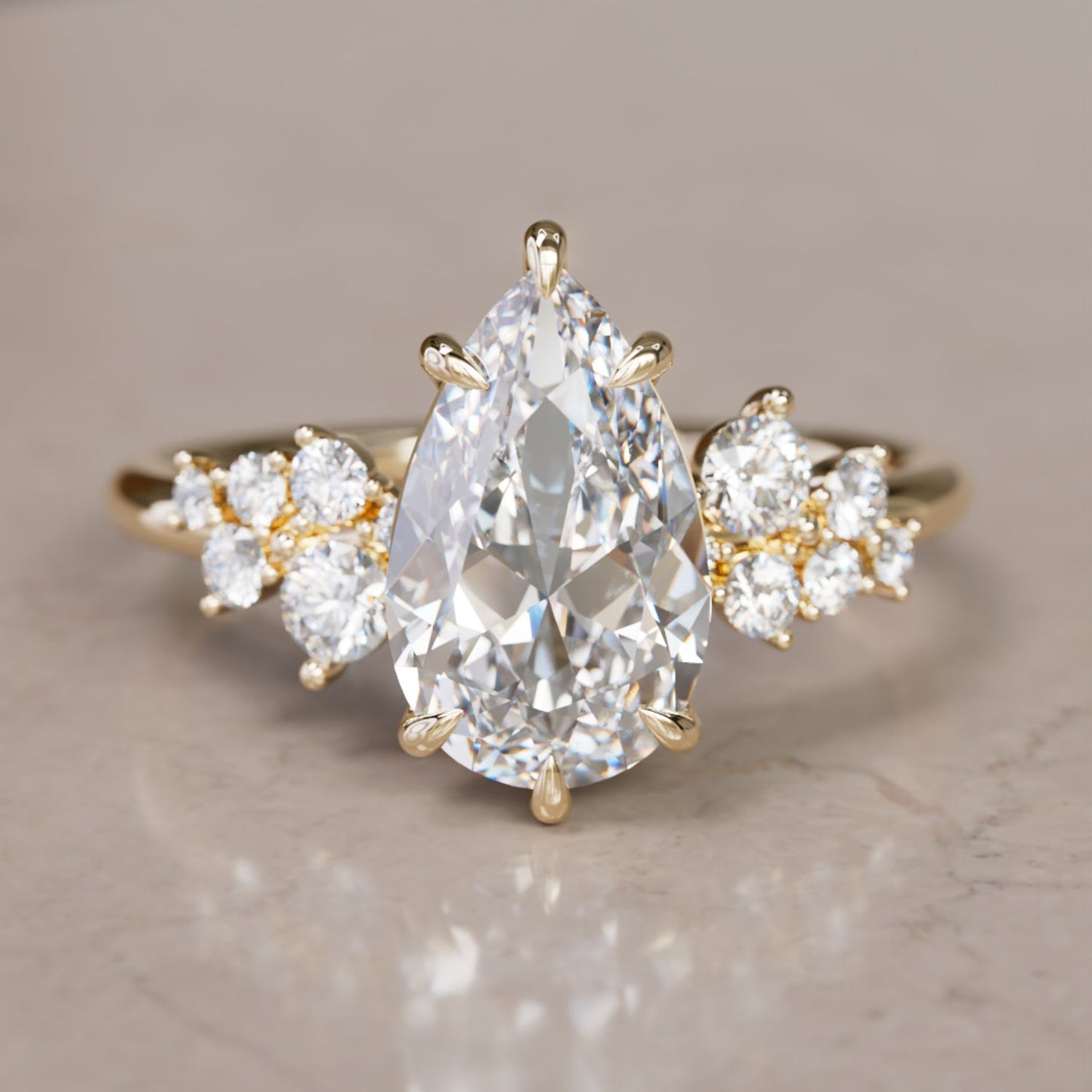 Marquise Shaped Three Stone Lab Grown Diamond Engagement Ring