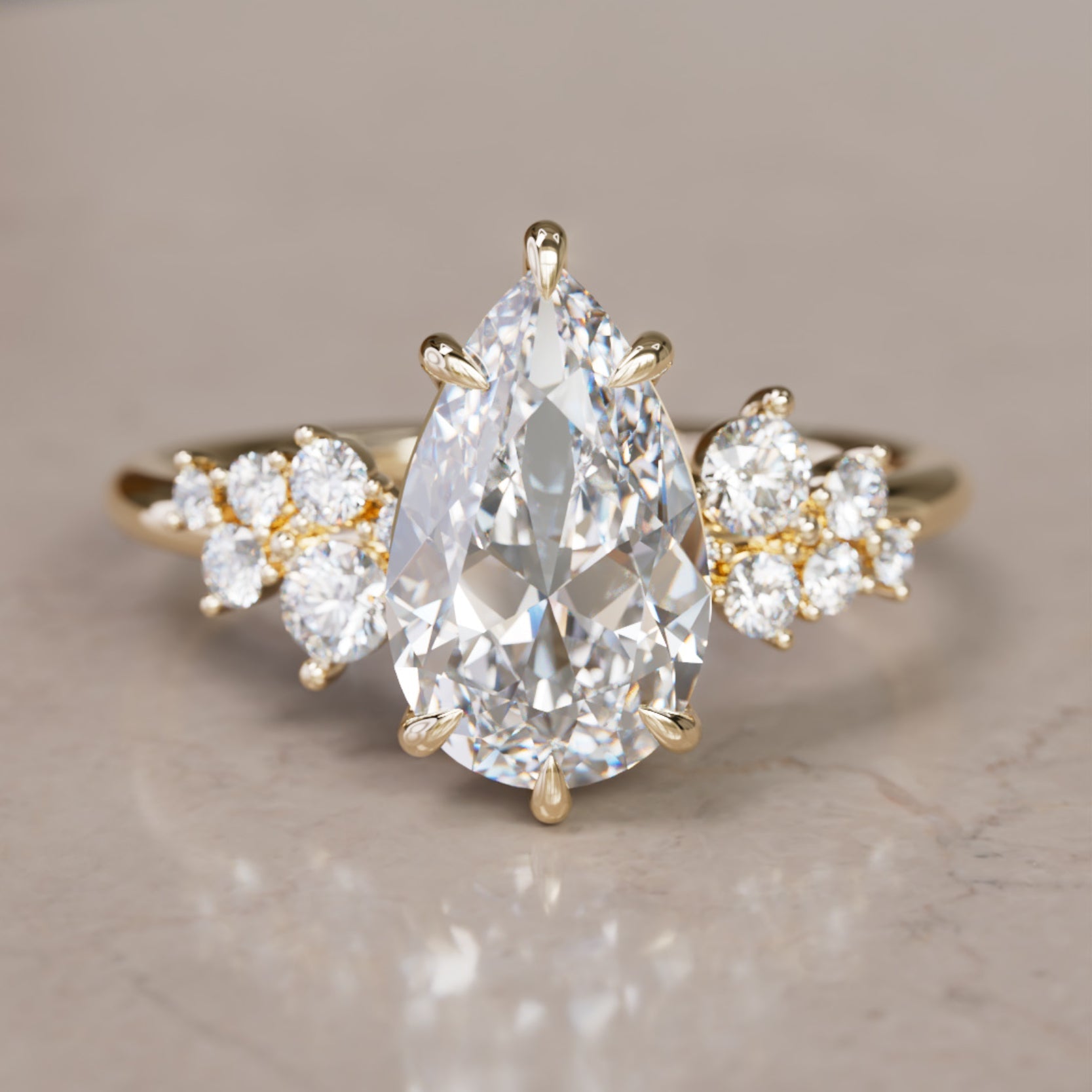 Marquise Shaped Three Stone Lab Grown Diamond Engagement Ring