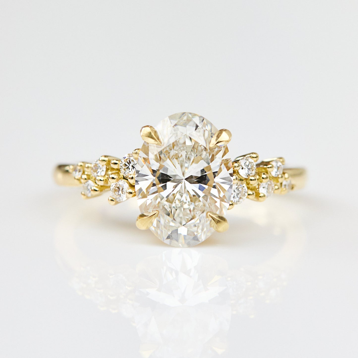 Marquise Shaped Three Stone Lab Grown Diamond Engagement Ring