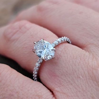 Marquise Shaped Three Stone Lab Grown Diamond Engagement Ring