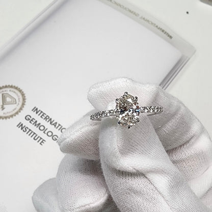 Marquise Shaped Three Stone Lab Grown Diamond Engagement Ring