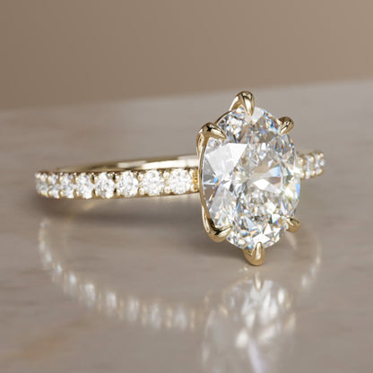 Marquise Shaped Three Stone Lab Grown Diamond Engagement Ring