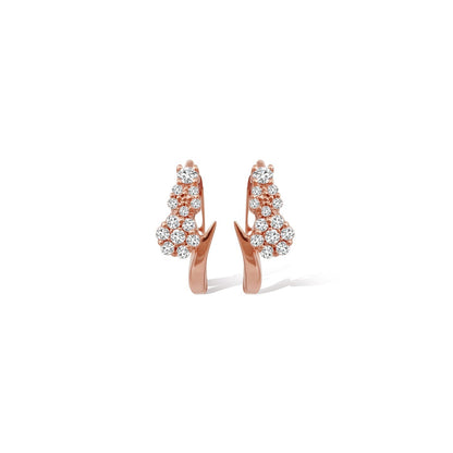 0.30 TCW Round Cut Moissanite Flower Huggies Earrings in Gold 1